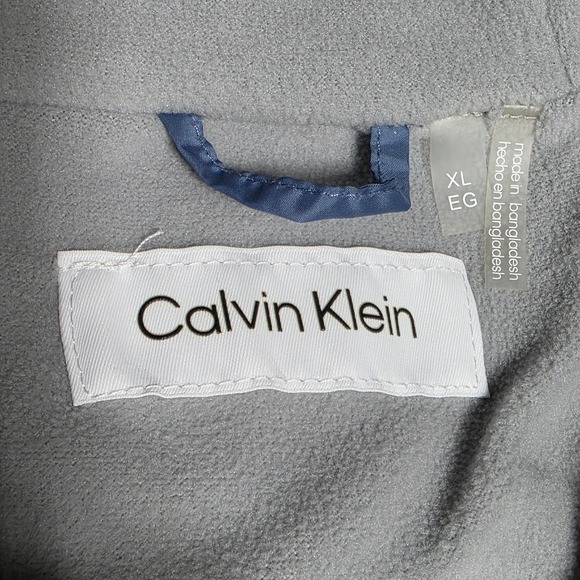 Calvin Klein Fleece Lined Hooded Full Zip Windbreaker Jacket Sz XL Gray Blue - Picture 11 of 16